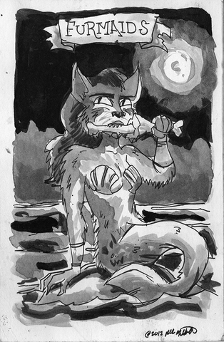 "The Furmaid" Ink Wash